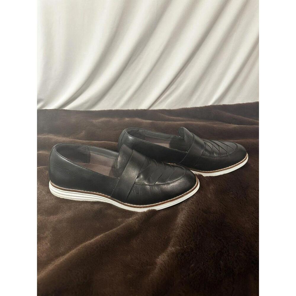 Cole Haan Black Leather Original Grand 15301 Slip On Loafers Size 8B Womens Nice